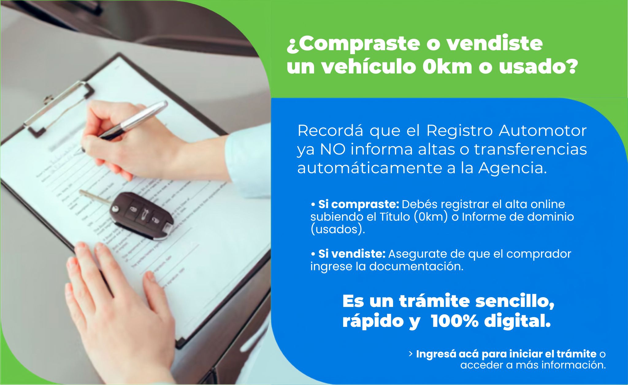 Registr&aacute; el alta de tu veh&iacute;culo en la Agencia